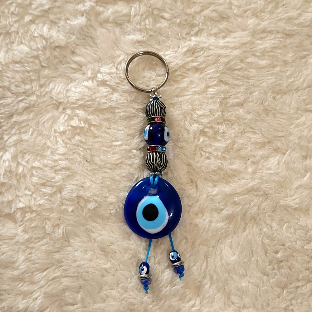 Evil eye glass key chain